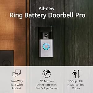 All-new Ring Battery Doorbell Pro | Two-Way Talk with Audio+, 3D Motion Detection, and 1536p HD+ Head-to-Toe Video (2024 release)