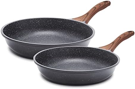 SENSARTE Nonstick Frying Pan Skillets, Swiss Granite Coating Omelette Pans, Healthy Cookware Chef''s Pans, PFOA Free (8+10 Inch)