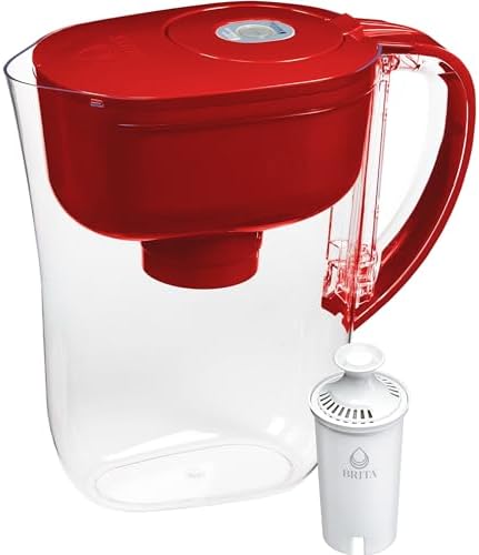Brita Metro Water Filter Pitcher with SmartLight Filter Change Indicator, BPA-Free, Replaces 1,800 Plastic Water Bottles a Year, Lasts Two Months, Includes 1 Filter, Small - 6-Cup Capacity, Fiery Red