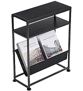 ZEXVIDA Narrow End Table for Small Spaces - Slim Side Table with Magazine Holder,2 in 1 Design Na...