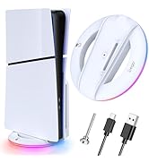 Auarte 2023 LED Vertical Stand for PS5 Slim Console Disc and Digital with 14 Light Mode, RGB Base...