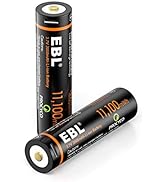 EBL 3.7V Li-ion Rechargeable Batteries 3000mAh 18J Lithium Battery for Flashlights, Headlamps, Do...