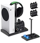 Auarte Upgraded Cooling Fan Stand for Xbox Series S Console,Wireless Controller Dual Charging Sta...