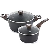 SENSARTE 4Pcs Nonstick Cookware Sets, Pots and Pans Set, 1.5QT Sauce Pan with Lid & 4.5 QT Stock ...