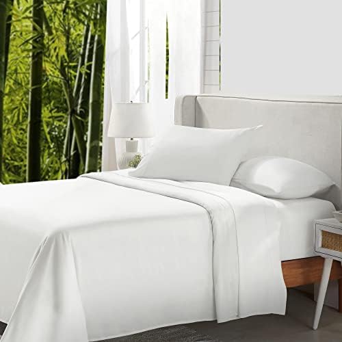 California Design Den Rayon from Bamboo Sheets Queen Size Bed Luxury Silk Sheets 4 Piece Sheet Set, Cooling Sheets, Ivory Bedsheets with Snug Fitted Deep Pockets (Queen, Ivory)