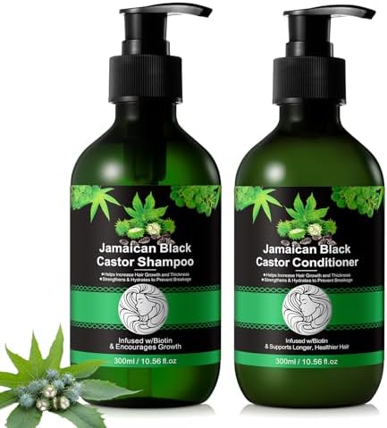 Jamaican Black Castor Oil Shampoo and Conditioner Set for Thinning Hair, and Regrowth, Hair Thickening Shampoo Revive Moisturize Grow Healthy Hair, Black Castor Oil Shampoo for Men and Women