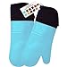 HOMWE Extra Long Professional Silicone Oven Mitt, Oven Mitts with Quilted Liner, Heat Resistant Pot Holders, Flexible Oven Gloves, Aqua, 1 Pair, 14.7 Inch