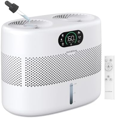 Reuseable Wick Evaporative Humidifier for Bedroom Quiet Healthy Baby Humidifier, No White Dust, Evaporative Humidifier Large Room 800ml/h 3 Speeds, 2 Gal, Timing, Auto Shut off