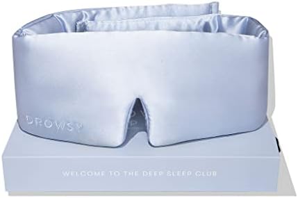 DROWSY Silk Sleep Mask. Face-Hugging, Padded Silk Cocoon for Luxury Sleep in Total Darkness. (Blue Belle)