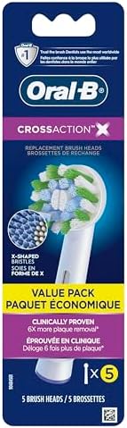 Oral-B CrossAction Electric Toothbrush Replacement Brush Heads Refill, 5 Count
