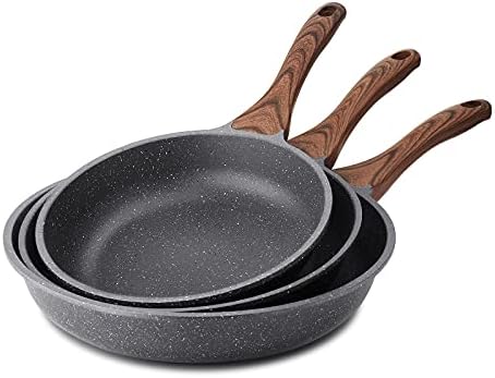 SENSARTE Nonstick Frying Pan Skillets, Swiss Granite Coating Omelette Pans, Healthy Cookware Chef's Pan, PFOA Free(9.5+11+12.5 Inch)
