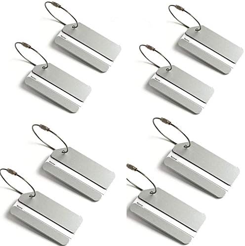 8 Piece Luggage Tags, Aluminium Metal Travel Suitcase ID Identifier Tag Labels