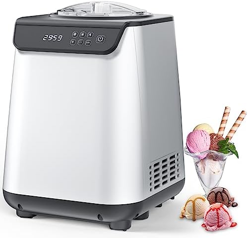 COWSAR 1.3 Quart Ice Cream Maker Machine with Built-in Compressor, Fully Automatic and No Pre-freezing, 1 Hour Keep-Cooling, Easy to Clean, Stainless Steel