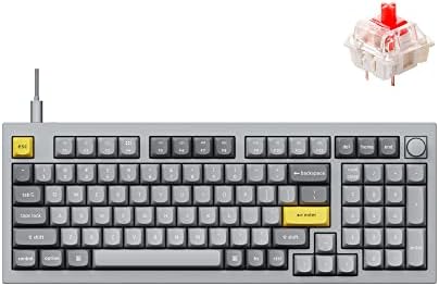 Keychron Q5 Wired Custom Mechanical Keyboard Knob Version, 96% Layout QMK/VIA Programmable Macro with Hot-swappable Gateron G Pro Red Switch Double Gasket Compatible with Mac Windows Linux (Grey)