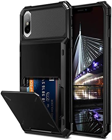 Vofolen Case for iPhone Xs Max Case Wallet ID Slot Credit Card Holder Scratch Resistant Dual Layer Protective Bumper Rugged TPU Rubber Armor Hard Shell Case Cover for iPhone Xs Max 10S Max (Black)