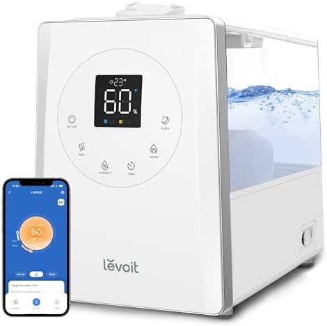LEVOIT LV600S Smart Warm and Cool Mist Humidifiers for Home Bedroom Large Room, (6L) 753ft² Coverage, Quickly & Evenly Humidify Whole House, Easy Top Fill, App & Voice Control - Quiet Sleep Mode