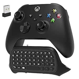 Keyboard for Xbox Series X/S/One/One S Controller, Wireless Gaming Chatpad Message Keypad with USB Receiver, Audio/Headset Jack Game Accessories for Xbox (Controller Not Included),Black
