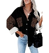 ROSELINLIN Womens Flannel Shirts Fall Long Sleeve Collared Button Down Blouses Oversize Tunic Top...