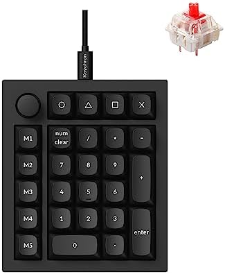 Keychron Q0 Plus Wired Full Aluminum Custom Number Pad, QMK/VIA Programmable Macro with Hot-swappable Gateron G Pro Red Switch Compatible with Mac Windows Linux (Black)