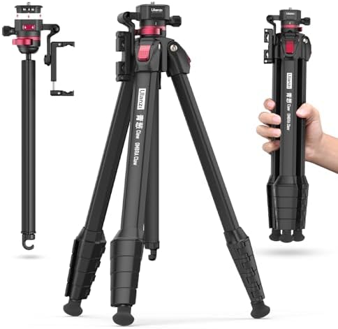 ULANZI TT07 Ombra Lightweight Travel Tripod, 59" Professional 5 Section Aluminum Camera Tripod with Claw Super Quick Release Design, for Canon Nikon Sony Cameras DSLR iPhone, Max Load 17lb