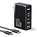 USB C Charger, Baseus 100W 4-Port GaN II Charging Station, Fast USB C Charger Block for iPhone 15/14/13/12/11/Pro Max/SE/11/XR/XS, Samsung, MacBook Pro/Air, iPad, Laptops, AirPods, Apple Watch, Black