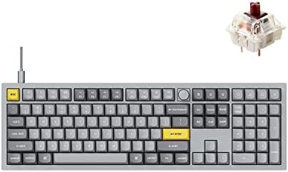 Keychron Q6 Wired Custom Mechanical Keyboard Knob Version, Full-Size QMK/VIA Programmable Macro with Hot-swappable Gateron G Pro Brown Switch Double Gasket Compatible with Mac Windows Linux (Grey)