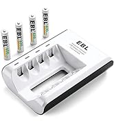 EBL Rechargeable AAAA Batteries 4 Counts with Smart Battery Charger - 400mAh AAAA Battery Surface...