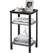 ZEXVIDA Side Table for Small Spaces,3 Tier End Table with Storage Shelf, Small Narrow Thin End Ta...