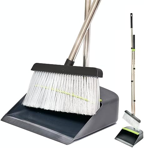 Ciclone Ispinmop Broom with Dustpan - Lightweight Broom Dustpan Set for Home & Office - Windproof Broom with Stand Up Dustpan in a Compact Form