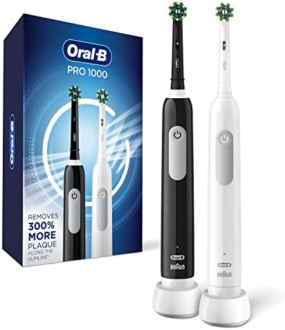 Oral-B Pro 1000 CrossAction Electric Toothbrush, Black and White, 2 Count