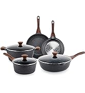 SENSARTE Nonstick Cookware Set, 8-Piece Pots and Pans with Lid, Stay-Cool Handle, Induction Compa...