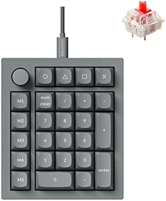 Keychron Q0 Plus Wired Full Aluminum Custom Number Pad, QMK/VIA Programmable Knob and Macro Column with Hot-swappable Gateron G Pro Red Switch Compatible with Mac Windows Linux (Grey)