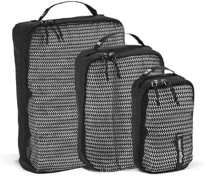 Eagle Creek Pack-It Reveal Packing Cubes Set XS/S/M - Durable, Ultra-Lightweight, Water-Resistant Ripstop Fabric Suitcase Organizers with Mesh Windows, Black