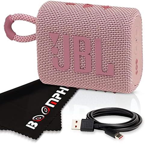 JBL Go 3 Portable Bluetooth Wireless Speaker, IP67 Waterproof and Dustproof Built-in Battery - Pink - Boomph's Comprehensive Ultimate Performance Cloth Solution for Your On-the-Go Sound Experience
