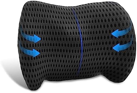 sproerden Lumbar Support Pillow, Ergonomic - Memory Foam Lumbar Support Pillow for Lower Back Pain Relief for Car Seats, Office Chairs, Gaming Consoles, Sofas, Recliners and Beds (Black)