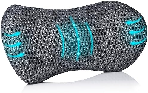 Lumbar Support Pillow, Memory Foam Neo Cushion Back Support Pillow for Lower Back Pain Relief, Ergonomic Lumbar Pillow for Car Seat, Office Chair, Bed and Recliner (Grey)