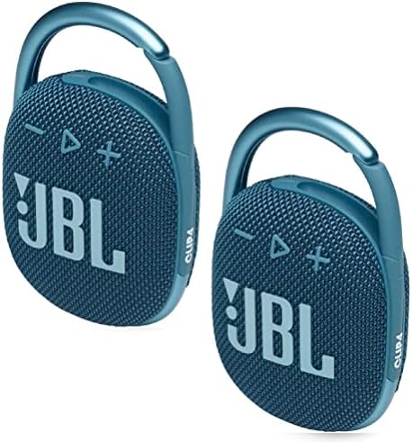 JBL 2 Pack Clip 4 Waterproof Wireless Audio Bluetooth Speaker Bundle (Blue)