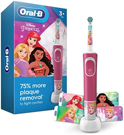 Oral-B Battery Powered Kids Rechargeable Electric Toothbrush Featuring Disney Princess, for Kids 3+ (Character May Vary)