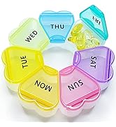 MOLN HYMY Cute Weekly Pill Box 7 Day, Round Floral Pill Case Organizer 1 time a Day, Rainbow Pill...