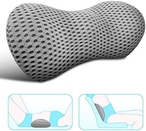 Lumbar Support Pillow - Memory Foam for Low Back Pain Relief, Ergonomic Streamline Car Seat, Office Chair, Recliner and Bed (Grey)