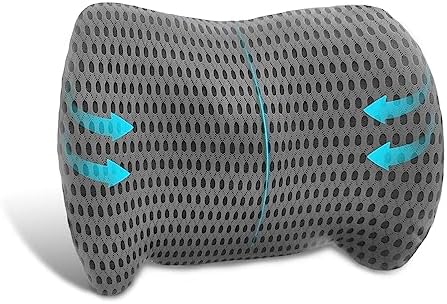 sproerden Lumbar Support Pillow, Ergonomic - Memory Foam Lumbar Support Pillow for Lower Back Pain Relief for Car Seats, Office Chairs, Gaming Consoles, Sofas, Recliners and Beds (Gray)