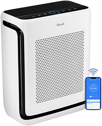 LEVOIT Air Purifiers for Home Large Room Up to 1800 Ft² in 1 Hr with Washable Filters, Air Quality Monitor, Smart WiFi, HEPA Sleep Mode for Allergies, Pet Hair, Pollen in Bedroom, Vital 200S-P, White