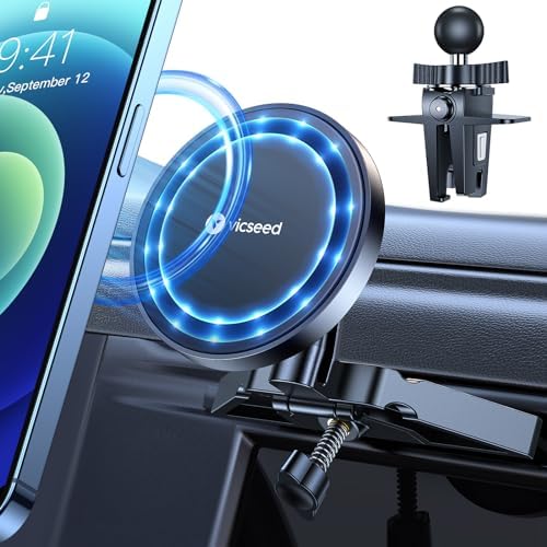 VICSEED 2024 Upgraded for MagSafe Car Mount CD Slot [Strongest Magnet Power] Super Stable Magnetic Phone Holder for Car Vent 360° Rotatable cd Player Phone Mount for iPhone 15 14 13 Pro Max Samsung