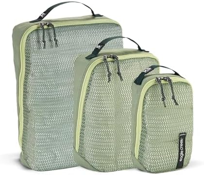 Eagle Creek Pack-It Reveal Packing Cubes Set XS/S/M - Durable, Ultra-Lightweight, Water-Resistant Ripstop Fabric Suitcase Organizers with Mesh Windows, Mossy Green