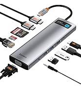Baseus USB C Docking Station, 11-in-1 Laptop Docking Station with 2 HDMI, VGA, 3 USB 3.0 Port, SD...
