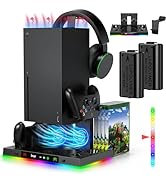 LED Cooling Stand and Charging Station for Xbox Series X Console ＆ Controller, Cooling Fan Statio...