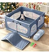 LABIGO Baby Playpen with Mat, 50" x 50" Safety Playpen for Babies and Toddlers, Easy Assembly Lar...