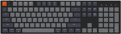 Keychron K5 Ultra-Slim Full Size Layout Wireless Bluetooth Gaming Mechanical Keyboard, 104 Keys White LED Backlight Wired Keyboard for Mac Windows, Low Profile Gateron Red Switch