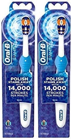 Oral-B 3D White Battery Toothbrush- 2 Pack (Colors May Vary)