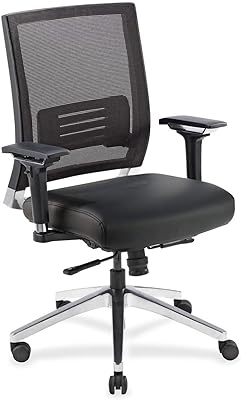 Lorell Executive Swivel Chair, 28-1/2" x 28-1/4" x 43-1/2", Black Mesh/Leather